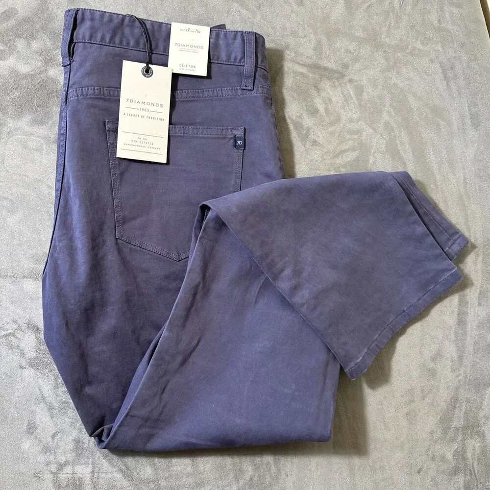 7 Diamonds Clifton Pants Men’s Navy Chino Slim Straight Fit 33x30 NWT 7D Seven